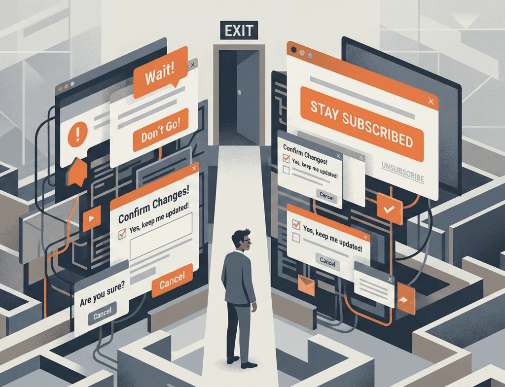 Wenn Abmelden zur Geduldsprobe wird – Was Prozessmanager von Dark Patterns lernen können